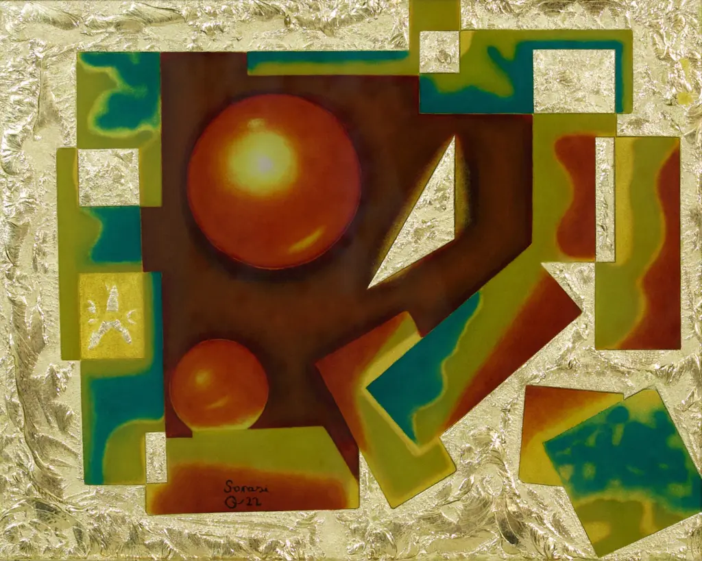 Hinterglas-Gemälde von Antonio Sanasi – Öl und Blattgold