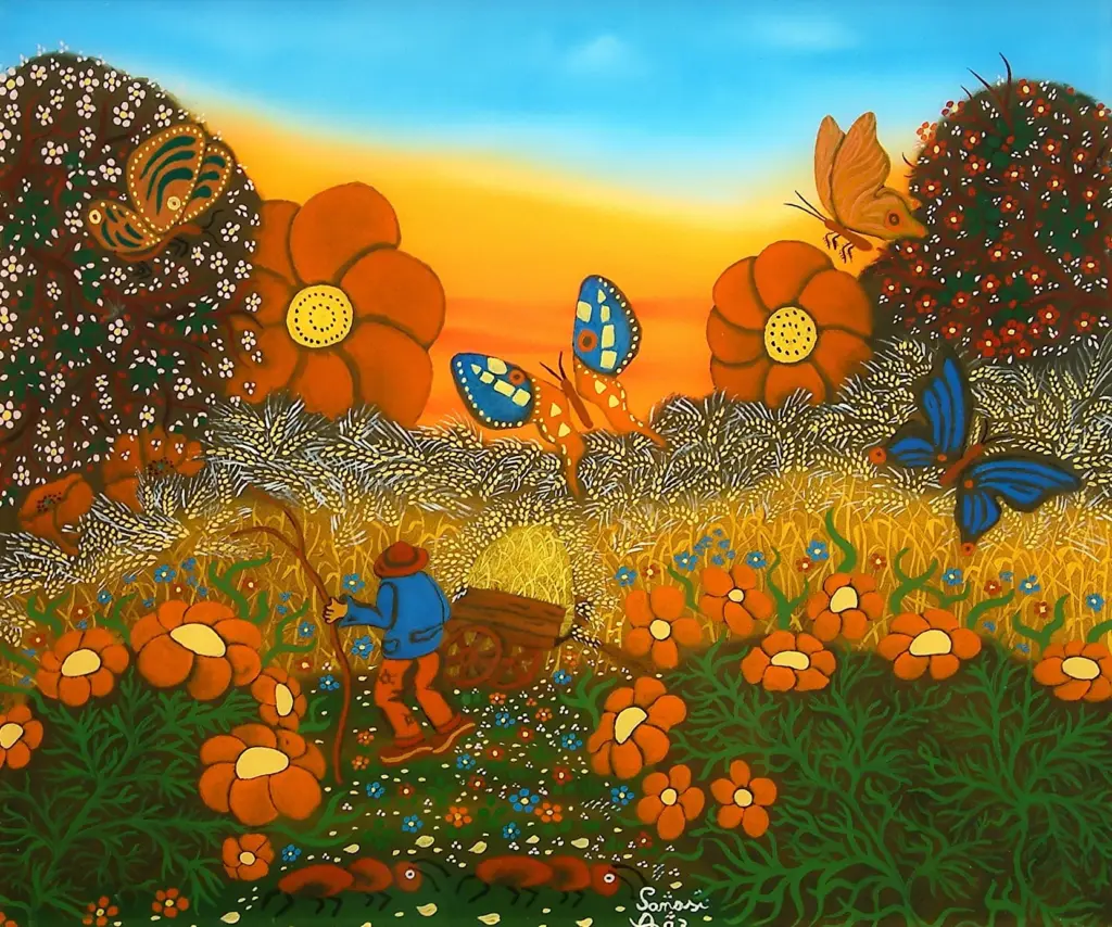 Hinterglas-Gemälde von Antonio Sanasi – Öl und Blattgold