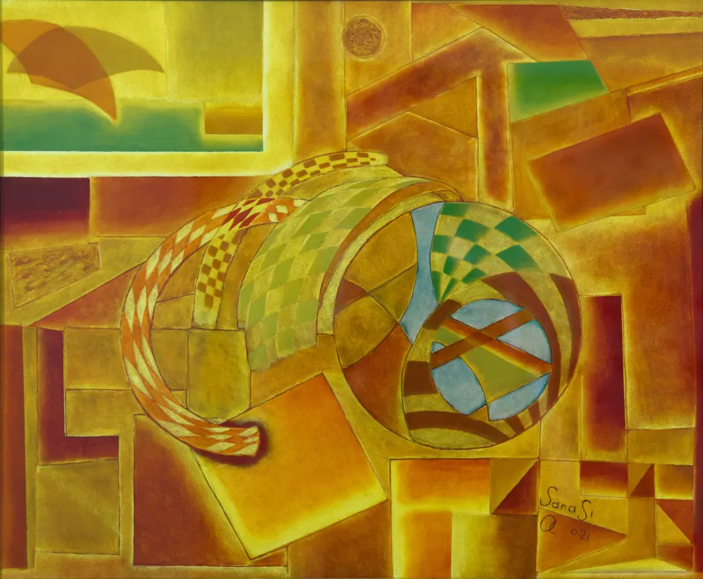 Hinterglas-Gemälde von Antonio Sanasi – Öl und Blattgold