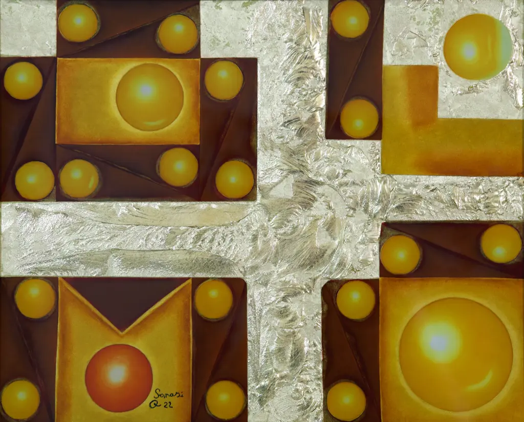 Hinterglas-Gemälde von Antonio Sanasi – Öl und Blattgold