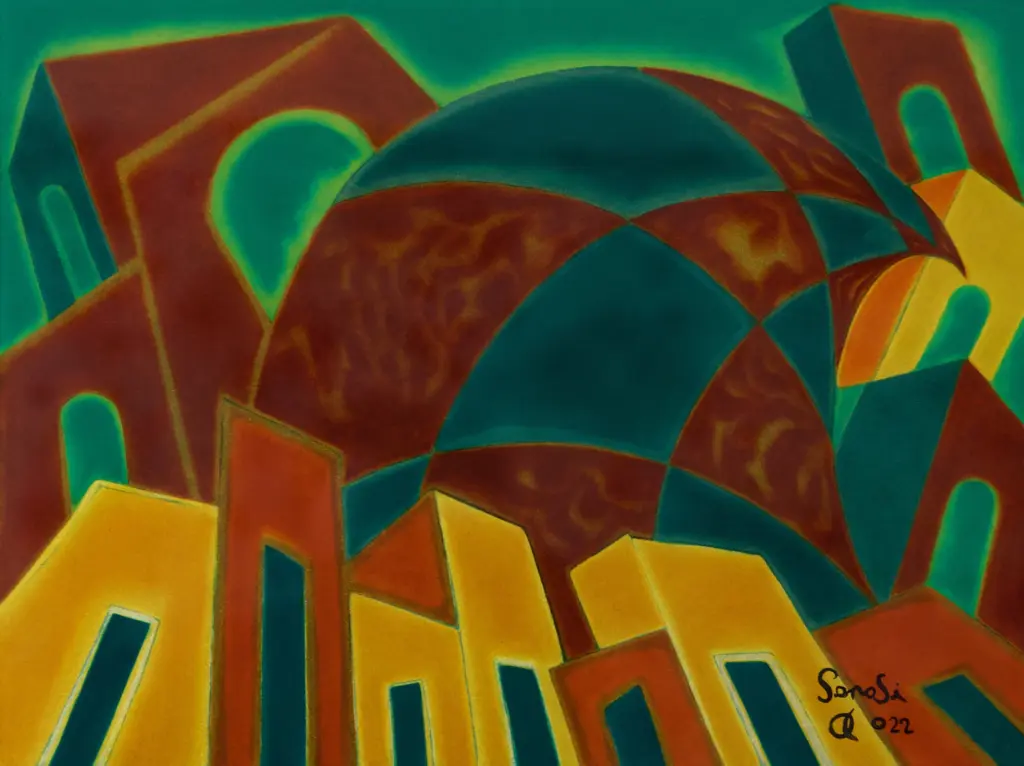 Hinterglas-Gemälde von Antonio Sanasi – Öl und Blattgold