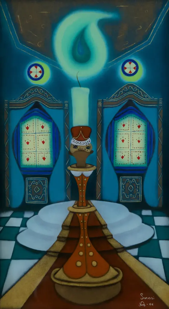 Hinterglas-Gemälde von Antonio Sanasi – Öl und Blattgold